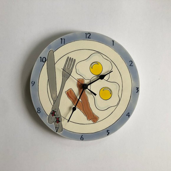Other - Handpainted Ceramic Plate Breakfast Clock